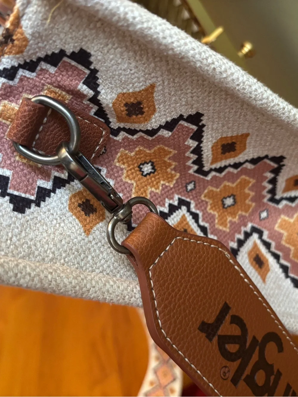 Wrangler Southwestern Print Small Canvas Tote/Crossbody Bag.
